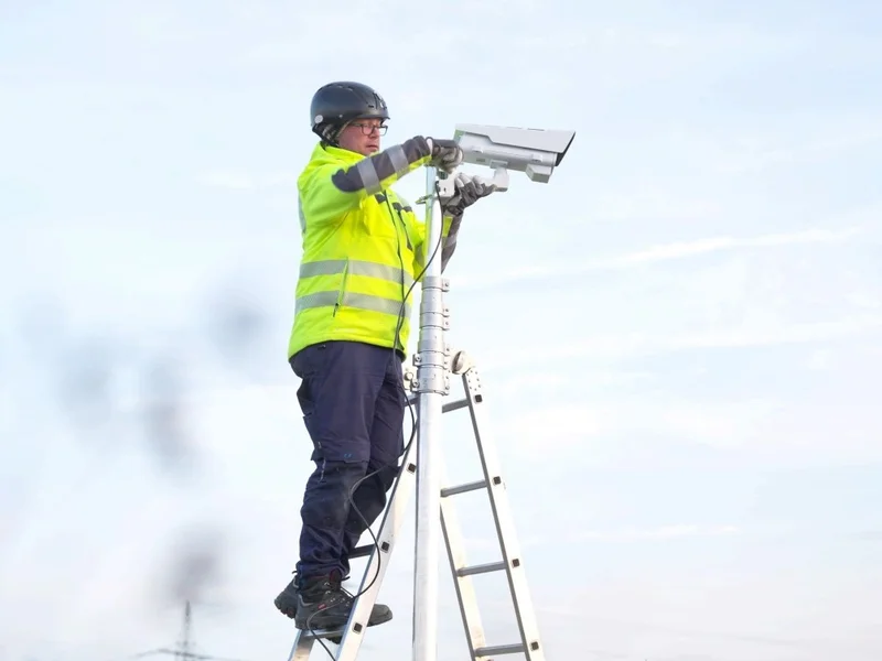 Baustellenkamera wird montiert