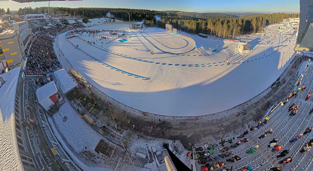 Panoramaopname van de bouwplaats Oberhof
