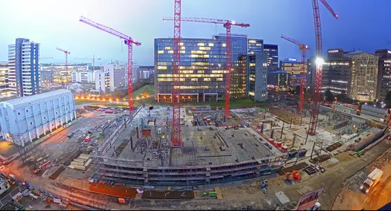 Panorama shot of a large construction site with BauTV+