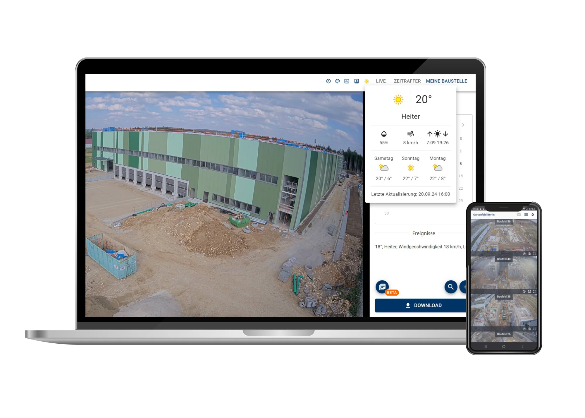 BauTV+ Portal-Vorschau auf Laptop und Smartphone