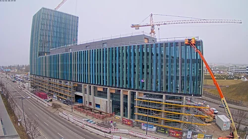 Neubau Hoffmann Group Muenchen NetCo Baustellenkamera BauTV+
