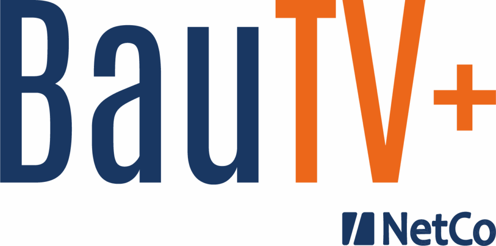 BauTV+ Logo in blau und orange