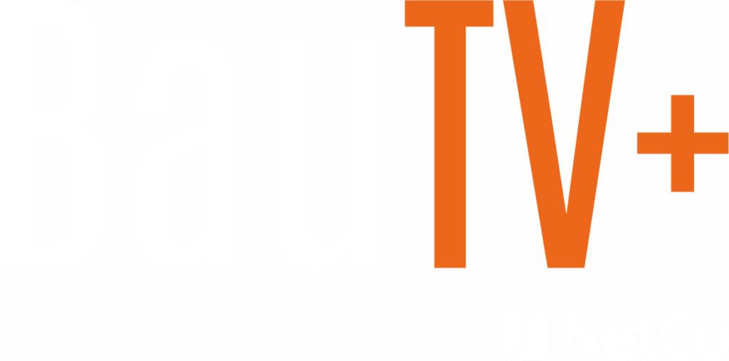 BauTV+ Logo in weiß und orange