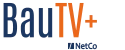 BauTV+ Logo in blau und orange - Dienstleister für Baustellen-Webcam